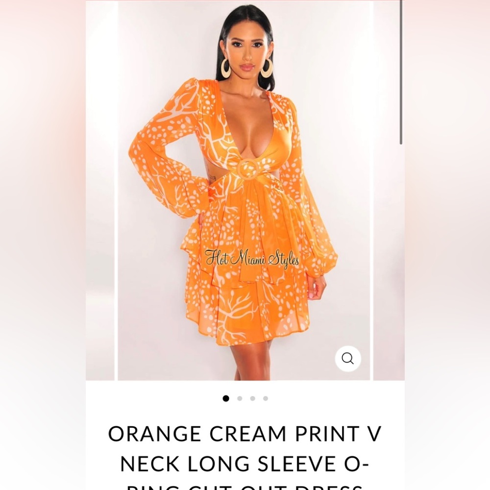 Orange Cream Print Dress 🧡🧡🧡